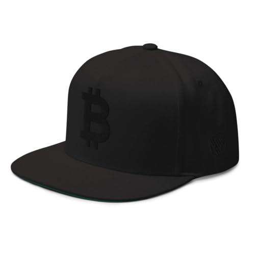 HODL Bitcoin Flat Bill Cap mit schwarzem 3D Bitcoin Stick | Stylische Cap für Krypto-Enthusiasten | Verstellbare Passform Schwarz von HODL