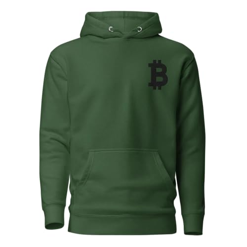 HODL Bitcoin Hoodie Schwarz – Crypto Kapuzenpullover mit gesticktem Bitcoin Big B Logo Waldgrün L von HODL