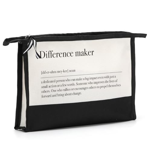 Inspirierende Zitate Make-up-Tasche Wertschätzungsgeschenke Ruhestandsgeschenke Reißverschlusstasche für Weihnachten Geburtstag Difference Maker Definition Kosmetiktasche für Frauen Lehrer Mentor von HODREU