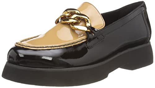 Högl Damen Stacy Penny Loafer, Schwarz/Toffee, 34.5 EU X-Weit von HÖGL