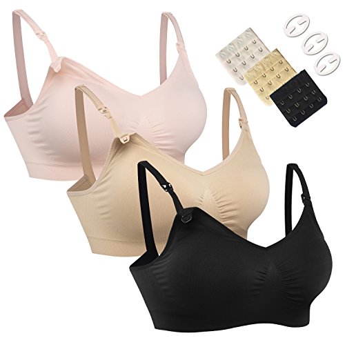 HOFISH Damen 3pack voller fehlschlag seamless stillen schwangerschaft bras bralette mit extra-bra extenders & clips groß 3pcs / packung (neue 3 farben) von HOFISH