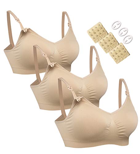 HOFISH Damen 3pack voller fehlschlag seamless stillen schwangerschaft bras bralette mit extra-bra extenders & clips mittel 3-haken still-bhs 3pcs / pack von HOFISH