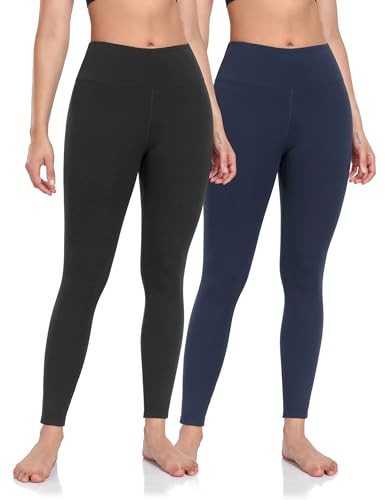 HOFISH Sport-Yogahose für Damen, hohe Taille, Bauchkontrolle, Workout, Laufen, Yoga, Leggings, S-XL, Workout-Leggings, 2: 2er-Pack, Schwarz + Marineblau (CA), XL von HOFISH