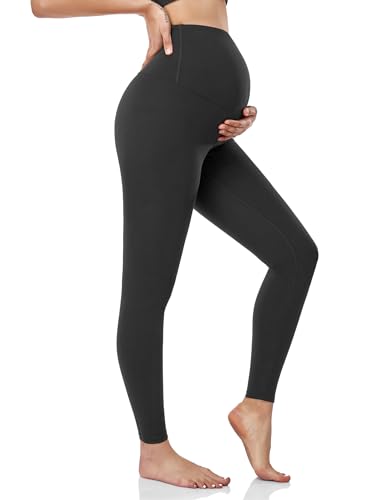 HOFISH Umstandsleggings über dem Bauch, hohe Taille, Yogahose, Workout-Leggings, bequeme Strumpfhose, S-XL, Umstands-Leggings: 1er-Pack, Schwarz (CA), L von HOFISH