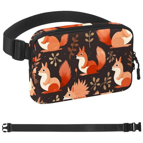 Bauchtasche für Damen und Herren, Motiv: Eichhörnchen, Gürteltasche mit verstellbarem Riemen für Sport, Mehrfarbig 19, 1.5x9.0x5.9in/4x23x15cm von HOHODIY