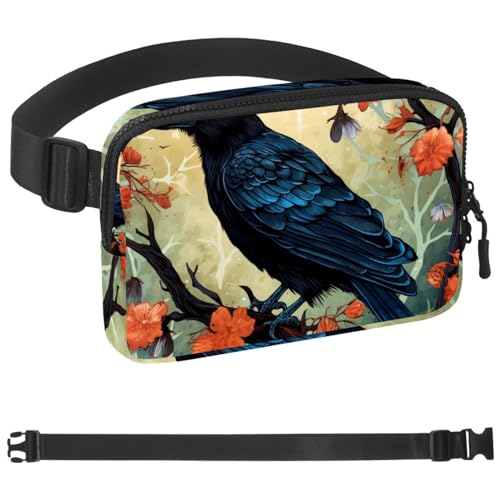 Crow Bauchtasche für Herren und Damen, Wandern, Gürteltasche, Laufgürtel, Jogging, Tasche, Gürtel mit verstellbarem Gurt für Laufen, Wandern, Reisen, Mehrfarbig 17, 1.5x9.0x5.9in/4x23x15cm Crow Bauchtasche für Herren und Damen, Wandern, Gürteltasche, Laufgürtel, Jogging, Tasche, Gürtel mit verstellbarem Gurt für Laufen, Wandern, Reisen, Mehrfarbig 17, 1.5x9.0x5.9in/4x23x15cm von HOHODIY