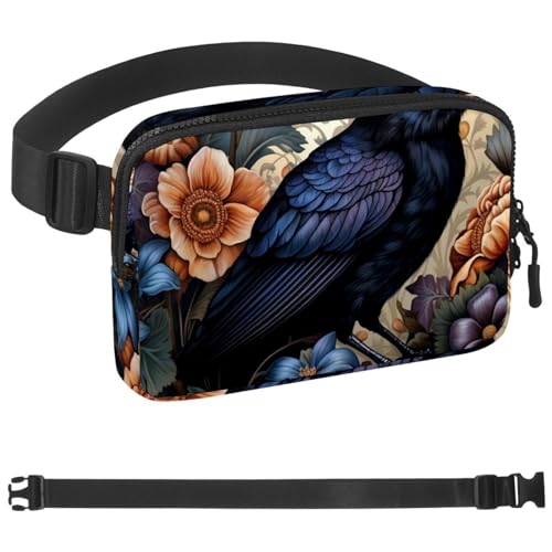 Crow Hüfttasche zum Laufen, Bauchtasche für Damen und Herren, Crossbody-Gürteltasche, Bauchtasche mit verstellbarem Riemen für Sport, Mehrfarbig 19, 1.5x9.0x5.9in/4x23x15cm von HOHODIY