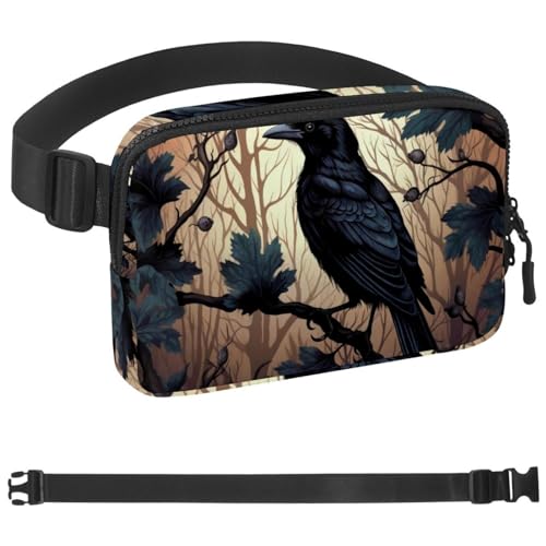 Crow Hüfttasche zum Laufen, Bauchtasche für Damen und Herren, Crossbody-Gürteltasche, Bauchtasche mit verstellbarem Riemen für Sport, Mehrfarbig 20, 1.5x9.0x5.9in/4x23x15cm von HOHODIY