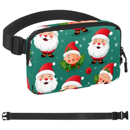 Gürteltasche für Herren und Damen, Motiv: Weihnachtsmann, zum Wandern, Jogging, Tasche mit verstellbarem Gurt für Laufen, Wandern, Reisen, Mehrfarbig 07, 1.5x9.0x5.9in/4x23x15cm von HOHODIY