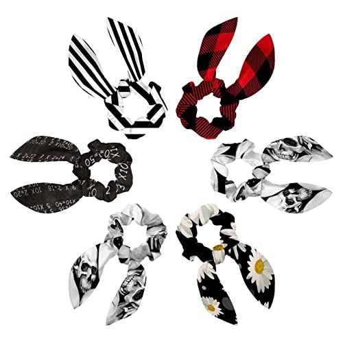 Haargummis, Schleife, elastisch, Haargummis, Haargummis, Haarschleife, Pferdeschwanz-Halter, Zubehör für Damen, Mädchen, Kinder, Rot / Schwarz, kariert, 6 Stück von HOHODIY