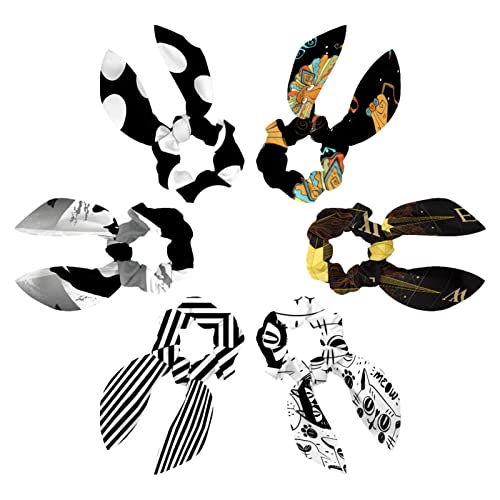 Haargummis für dickes Haar, Haargummis mit Schleife für Frauen und Mädchen, Pferdeschwanz-Halter, Hasenohr-Haargummis, Haar-Accessoires, 6 Stück von HOHODIY