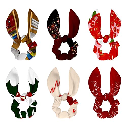 Haargummis mit Schleife, elastisch, Haargummis, Haargummis, Haarschleife, Pferdeschwanz-Halter, Zubehör für Damen, Mädchen, Kinder, Rot, Weihnachten, 6 Stück von HOHODIY