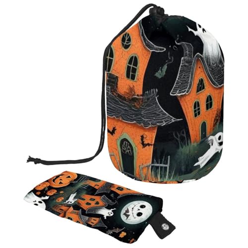 Halloween Illustrations 1_39 Kosmetiktasche mit Mini-Reißverschlusstasche, Reise-Kulturbeutel für Damen, Kordelzug, Make-up-Organizer, tragbar, wasserdicht, fasstasche, Mehrfarbig 09, von HOHODIY
