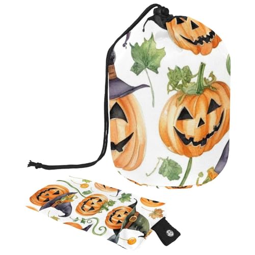 Halloween-Kosmetiktasche mit Aquarellmalerei, 3_83, mit Mini-Reißverschlusstasche, Reise-Kulturbeutel für Damen, Kordelzug, Make-up-Organizer, tragbar, wasserdicht, Fasstasche, Mehrfarbig 17, von HOHODIY