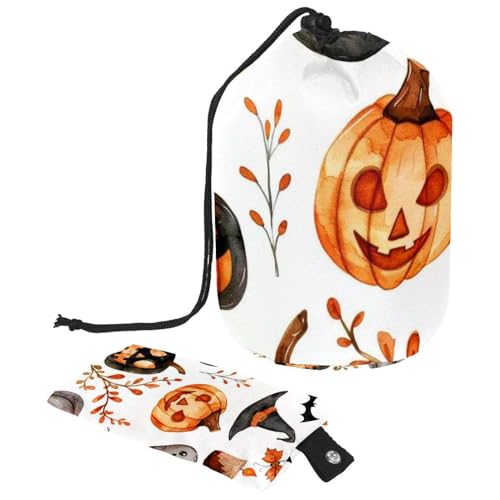 Halloween Kosmetiktasche mit Spinnennetz und Spinnen, mit Mini-Reißverschlusstasche, Reise-Kulturbeutel für Damen, Kordelzug, Make-up-Organizer, tragbare, wasserdichte Fasstasche, Mehrfarbig 13, von HOHODIY