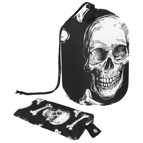 Halloween-Kosmetiktasche mit Totenkopf-Motiv, 10 Stück, mit Mini-Reißverschlusstasche, Reise-Kulturbeutel für Damen, Kordelzug, Make-up-Organizer, tragbare, wasserdichte Fasstasche, Mehrfarbig 17, von HOHODIY