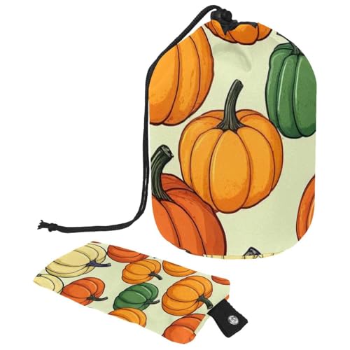 Helloween Pumkins_135 Kosmetiktasche mit Mini-Reißverschlusstasche, Reise-Kulturbeutel für Damen, Kordelzug, Make-up-Organizer, tragbar, wasserdicht, fasstasche, Mehrfarbig 03, von HOHODIY