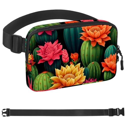 Kaktus-Taschen-Laufgürtel für Damen und Herren, Handyhalterung zum Laufen, Bauchtasche für Damen und Herren, Halterung für Handy, Laufgürtel, verstellbare Größe, Mehrfarbig 06, 1.5x9.0x5.9in/4x23x15cm von HOHODIY