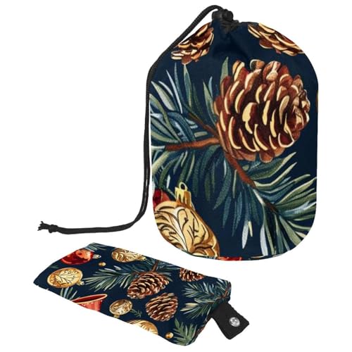 Kosmetiktasche für Weihnachten und Neujahr mit Mini-Reißverschluss, Reise-Kulturbeutel für Damen, Kordelzug, Make-up-Organizer, tragbar, wasserdicht, Fasstasche, Mehrfarbig 12, von HOHODIY