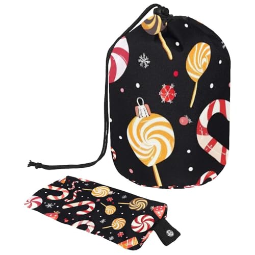 Kosmetiktasche für Weihnachten und Neujahr mit Mini-Reißverschluss, Reise-Kulturbeutel für Damen, Kordelzug, Make-up-Organizer, tragbar, wasserdicht, Fasstasche, Mehrfarbig 15, von HOHODIY