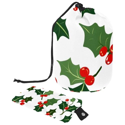 Kosmetiktasche für Weihnachten und Neujahr mit Mini-Reißverschluss, Reise-Kulturbeutel für Damen, Kordelzug, Make-up-Organizer, tragbar, wasserdicht, Fasstasche, Mehrfarbig 16, von HOHODIY