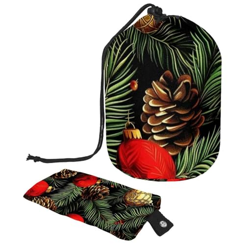 Kosmetiktasche für Weihnachten und Neujahr mit Mini-Reißverschluss, Reise-Kulturbeutel für Damen, Kordelzug, Make-up-Organizer, tragbar, wasserdicht, Fasstasche, Mehrfarbig 19, von HOHODIY