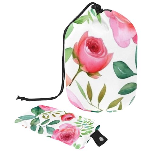 Kosmetiktasche mit Blumenmuster und Mini-Reißverschluss, Reise-Kulturbeutel für Damen, Kordelzug, Make-up-Organizer, tragbar, wasserdicht, fassförmig, Mehrfarbig 19, von HOHODIY