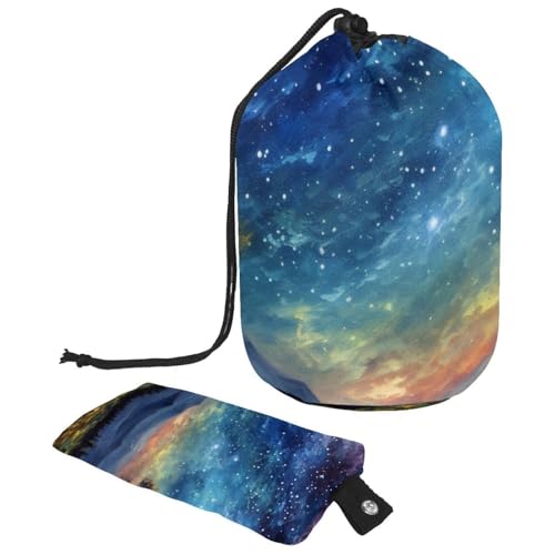 Kosmetiktasche mit Mini-Reißverschluss, Reise-Kulturbeutel für Damen, Kordelzug, Make-up-Organizer, tragbar, wasserdicht, mit Sternen, Mehrfarbig 04, 9.9x6.9in/25.2x17.6cm;6x3.5in/15.2x8.8cm von HOHODIY