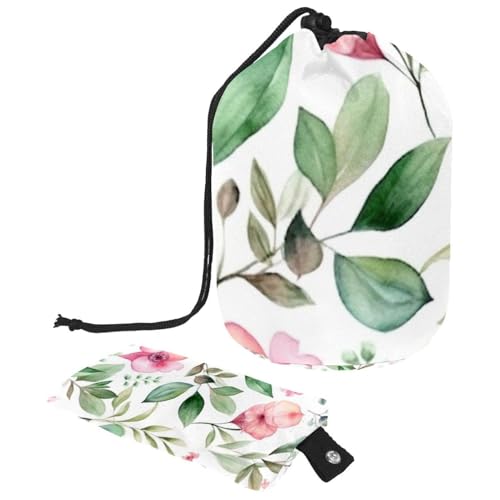 Kosmetiktasche mit Mini-Reißverschluss, Reise-Kulturbeutel für Damen, mit Kordelzug, Make-up-Organizer, tragbar, wasserdicht, mit rosa Blumen und Blättern, Mehrfarbig 09, von HOHODIY