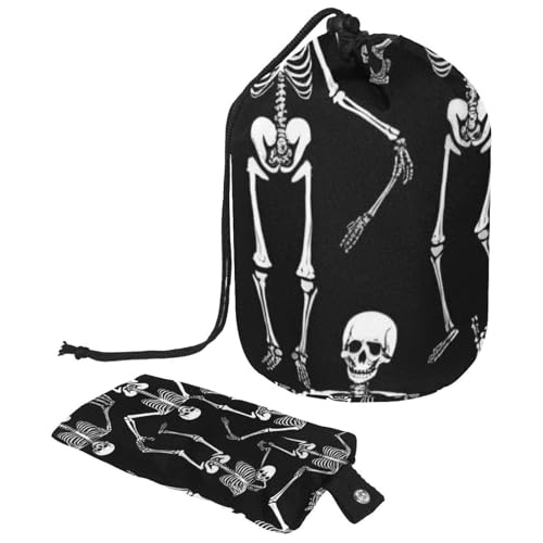 Kosmetiktasche mit Schneemann und Vogel für Weihnachten, mit Mini-Reißverschluss, Reise-Kulturbeutel für Damen, Kordelzug, Make-up-Organizer, tragbar, wasserdicht, fassförmig, Mehrfarbig 03, von HOHODIY