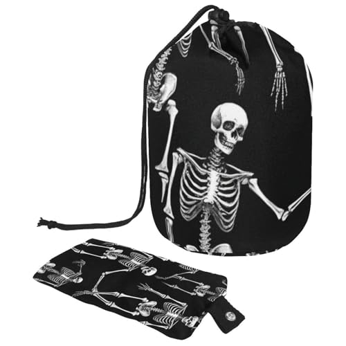 Kosmetiktasche mit Schneemann und Vogel für Weihnachten, mit Mini-Reißverschluss, Reise-Kulturbeutel für Damen, Kordelzug, Make-up-Organizer, tragbar, wasserdicht, fassförmig, Mehrfarbig 06, von HOHODIY