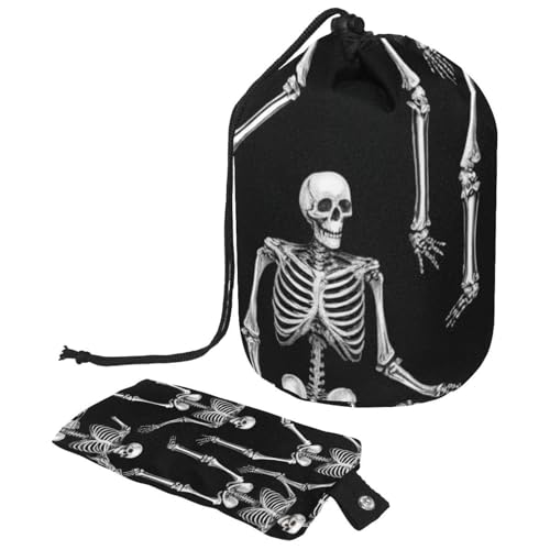 Kosmetiktasche mit Schneemann und Vogel für Weihnachten, mit Mini-Reißverschluss, Reise-Kulturbeutel für Damen, Kordelzug, Make-up-Organizer, tragbar, wasserdicht, fassförmig, Mehrfarbig 09, von HOHODIY