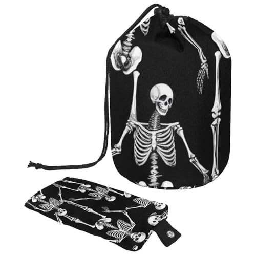 Kosmetiktasche mit Schneemann und Vogel für Weihnachten, mit Mini-Reißverschluss, Reise-Kulturbeutel für Damen, Kordelzug, Make-up-Organizer, tragbar, wasserdicht, fassförmig, Mehrfarbig 10, von HOHODIY