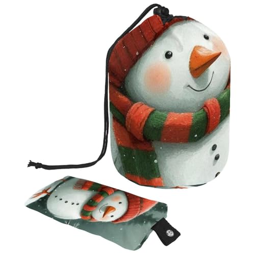 Kosmetiktasche mit Schneemann und Vogel für Weihnachten, mit Mini-Reißverschluss, Reise-Kulturbeutel für Damen, Kordelzug, Make-up-Organizer, tragbar, wasserdicht, fassförmig, Mehrfarbig 12, von HOHODIY