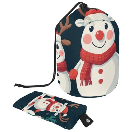 Kosmetiktasche mit Schneemann und Vogel für Weihnachten, mit Mini-Reißverschluss, Reise-Kulturbeutel für Damen, Kordelzug, Make-up-Organizer, tragbar, wasserdicht, fassförmig, Mehrfarbig 14, von HOHODIY