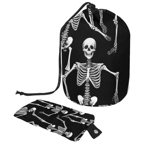 Kosmetiktasche mit Schneemann und Vogel für Weihnachten, mit Mini-Reißverschluss, Reise-Kulturbeutel für Damen, Kordelzug, Make-up-Organizer, tragbar, wasserdicht, fassförmig, Mehrfarbig 15, von HOHODIY