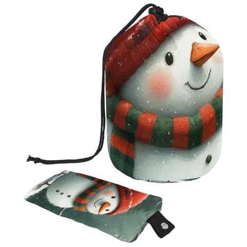 Kosmetiktasche mit Schneemann und Vogel für Weihnachten, mit Mini-Reißverschluss, Reise-Kulturbeutel für Damen, Kordelzug, Make-up-Organizer, tragbar, wasserdicht, fassförmig, Mehrfarbig 16, von HOHODIY