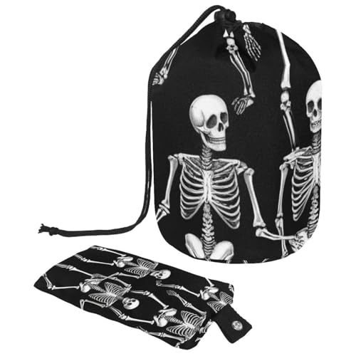 Kosmetiktasche mit Schneemann und Vogel für Weihnachten, mit Mini-Reißverschluss, Reise-Kulturbeutel für Damen, Kordelzug, Make-up-Organizer, tragbar, wasserdicht, fassförmig, Mehrfarbig 20, von HOHODIY