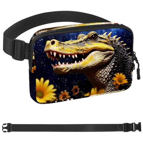 Krokodil Starry Sunflower Tasche Laufgürtel für Damen und Herren, Handyhalterung zum Laufen, Bauchtasche für Damen und Herren, Halterung für Handy, Laufgürtel, verstellbare Größe, Mehrfarbig 11, von HOHODIY