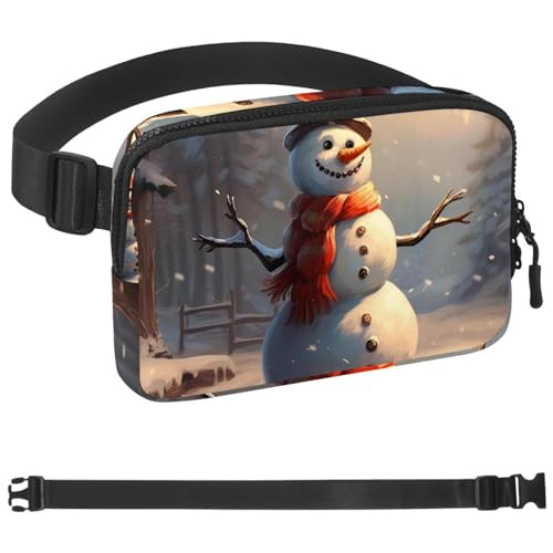 Retro-Weihnachts-Schneemann-Taschen-Laufgürtel für Damen und Herren, Handyhalterung zum Laufen, Bauchtasche für Damen und Herren, Halterung für Handy, Laufgürtel, verstellbare Größe, Mehrfarbig 06, von HOHODIY