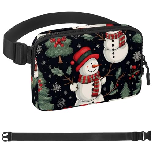 Weihnachts-Gürtel mit Schneemann-Laufgürtel, Workout-Gürtel für Handy, Geld, Schlüssel, Reisepass, Bankkarte, verstellbare Damen- und Herren-Reise-Hüfttasche, Tasche für Läufer, Mehrfarbig 02, von HOHODIY