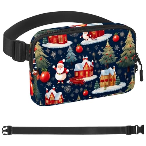 Weihnachts-Gürteltasche zum Laufen, Bauchtasche für Damen und Herren, Crossbody-Gürteltasche, Bauchtasche mit verstellbarem Riemen für Sport, Mehrfarbig 02, 1.5x9.0x5.9in/4x23x15cm von HOHODIY