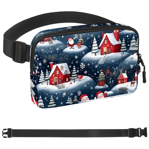 Weihnachts-Gürteltasche zum Laufen, Bauchtasche für Damen und Herren, Crossbody-Gürteltasche, Bauchtasche mit verstellbarem Riemen für Sport, Mehrfarbig 02, 1.5x9.0x5.9in/4x23x15cm von HOHODIY