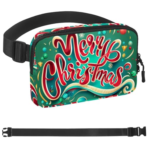 Weihnachts-Gürteltasche zum Laufen, Bauchtasche für Damen und Herren, Crossbody-Gürteltasche, Bauchtasche mit verstellbarem Riemen für Sport, Mehrfarbig 02, 1.5x9.0x5.9in/4x23x15cm von HOHODIY