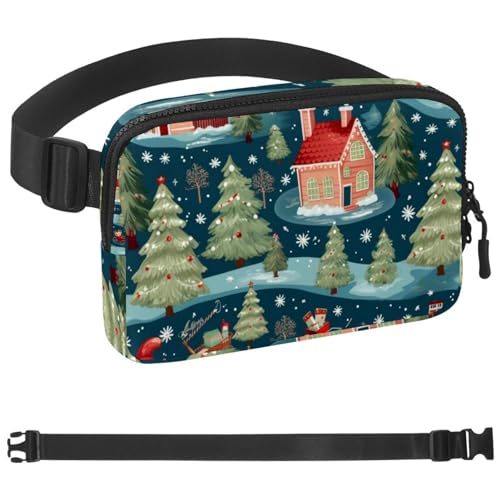 Weihnachts-Gürteltasche zum Laufen, Bauchtasche für Damen und Herren, Crossbody-Gürteltasche, Bauchtasche mit verstellbarem Riemen für Sport, Mehrfarbig 03, 1.5x9.0x5.9in/4x23x15cm von HOHODIY