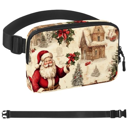 Weihnachts-Gürteltasche zum Laufen, Bauchtasche für Damen und Herren, Crossbody-Gürteltasche, Bauchtasche mit verstellbarem Riemen für Sport, Mehrfarbig 03, 1.5x9.0x5.9in/4x23x15cm von HOHODIY