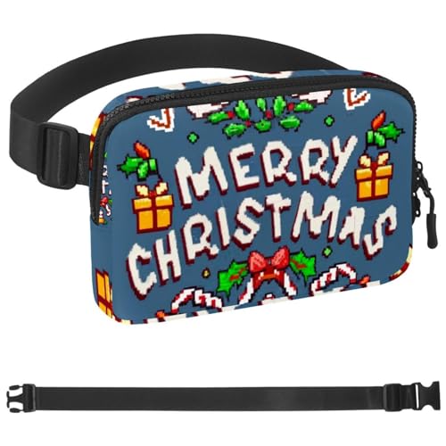 Weihnachts-Gürteltasche zum Laufen, Bauchtasche für Damen und Herren, Crossbody-Gürteltasche, Bauchtasche mit verstellbarem Riemen für Sport, Mehrfarbig 05, 1.5x9.0x5.9in/4x23x15cm von HOHODIY