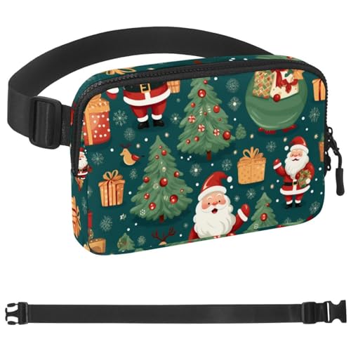 Weihnachts-Gürteltasche zum Laufen, Bauchtasche für Damen und Herren, Crossbody-Gürteltasche, Bauchtasche mit verstellbarem Riemen für Sport, Mehrfarbig 06, 1.5x9.0x5.9in/4x23x15cm von HOHODIY