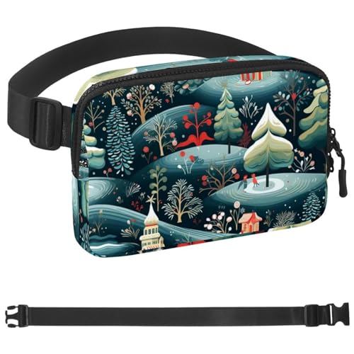 Weihnachts-Gürteltasche zum Laufen, Bauchtasche für Damen und Herren, Crossbody-Gürteltasche, Bauchtasche mit verstellbarem Riemen für Sport, Mehrfarbig 06, 1.5x9.0x5.9in/4x23x15cm von HOHODIY