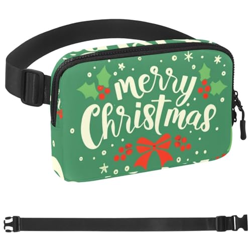 Weihnachts-Gürteltasche zum Laufen, Bauchtasche für Damen und Herren, Crossbody-Gürteltasche, Bauchtasche mit verstellbarem Riemen für Sport, Mehrfarbig 06, 1.5x9.0x5.9in/4x23x15cm von HOHODIY